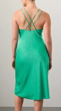 Saunders x RTR Emerald Green Satin Slip Midi Dress Size 10